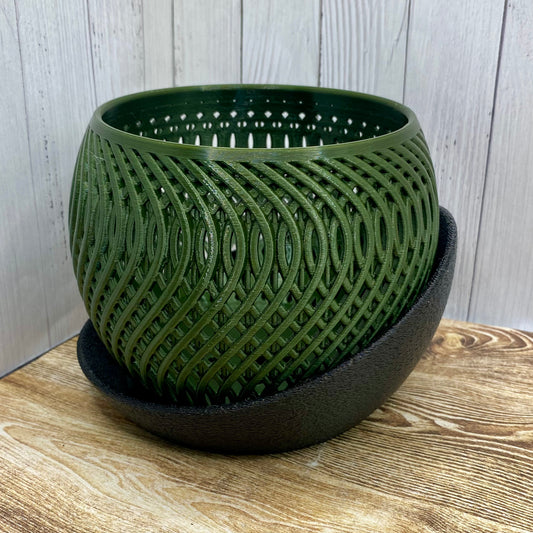 Mirage Orchid Planter – Modern 3D-Printed Cover Pot - Green & Black