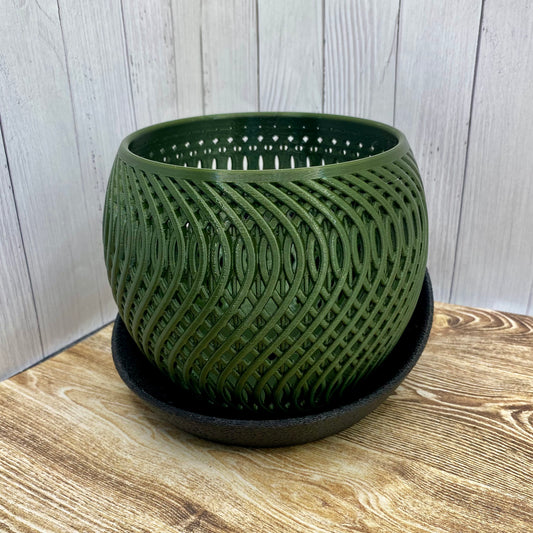 Mirage Orchid Planter – Modern 3D-Printed Cover Pot - Green & Black